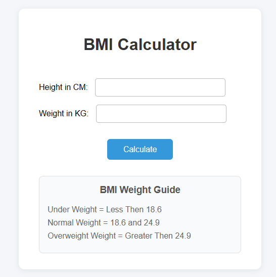 BMI Calculator Project